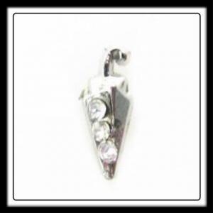 Umbrella Closed (Silver) w/Crystals Charm