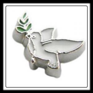 Dove (White) w/Leaves Charm