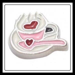 Coffee Saucer & Spoon w/Heart Charm