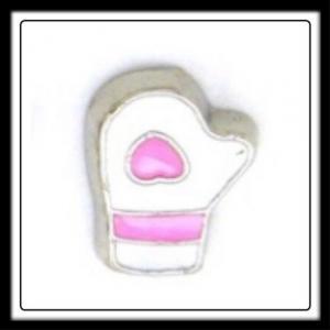 Mitten (White/Pink) w/Heart Charm