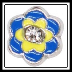 Flower (Blue/Yellow) w/Crystal Charm