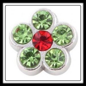 Flower (Green/Red) Crystal Charm