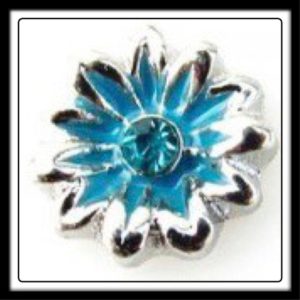 Flower (Blue/Silver) w/Crystal Charm