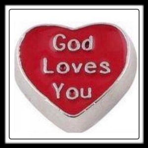 God Loves You (Red) Heart Charm