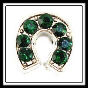 Horseshoe (Silver) w/(Green) Crystals Charm
