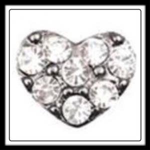 Heart Small (Silver) w/Crystals Charm