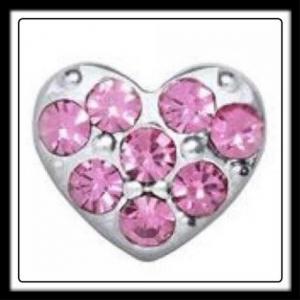 Heart (Pink) w/Crystals Charm