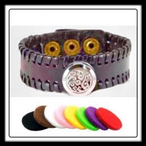 20mm Waves (Silver) Aromatherapy Locket/Brown Leather Strap