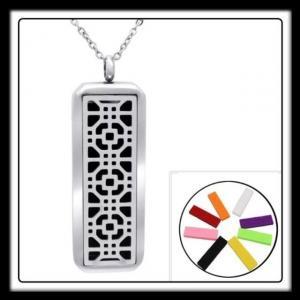 Box Pattern Vertical Rectangle (Silver) Aromatherapy Locket