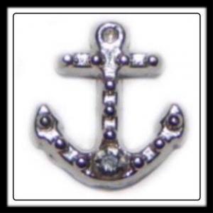 Anchor (Silver) w/Crystals Charm