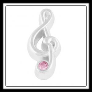 Treble Clef w/(Pink) Crystal Charm