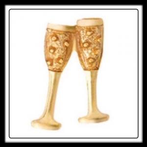 Champagne Glasses (Gold) Charm