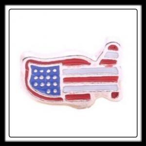 America Country Shaped Flag Charm
