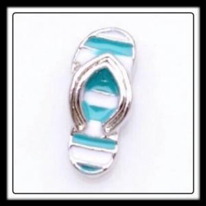 Flip Flop (Teal/White) Charm