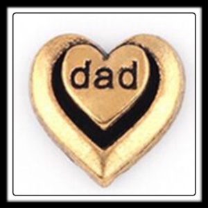 Dad (Gold) Heart in (Black) Charm