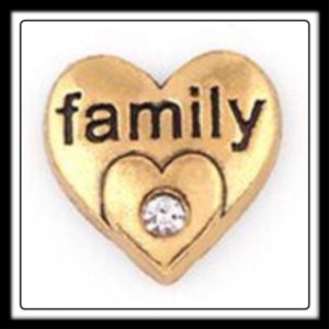 Family (Gold) w/Crystal Heart Charm