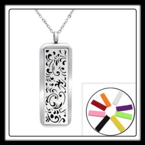Swirls Pattern Vertical Rectangle (Silver) Aromatherapy Locket