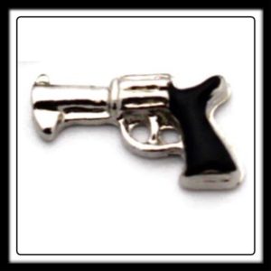 Handgun (Silver/Black) Charm