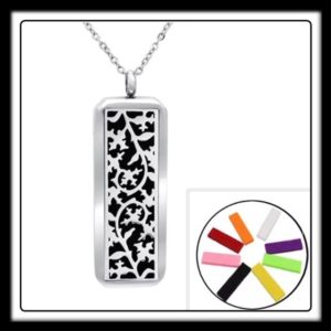 Vines Pattern Vertical Rectangle (Silver) Aromatherapy Locket