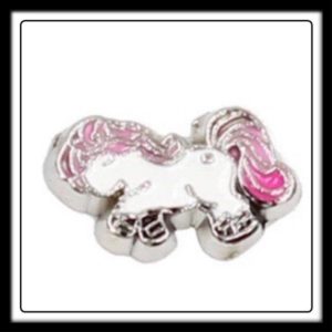 Horse (White) w/(Pink) Mane Charm